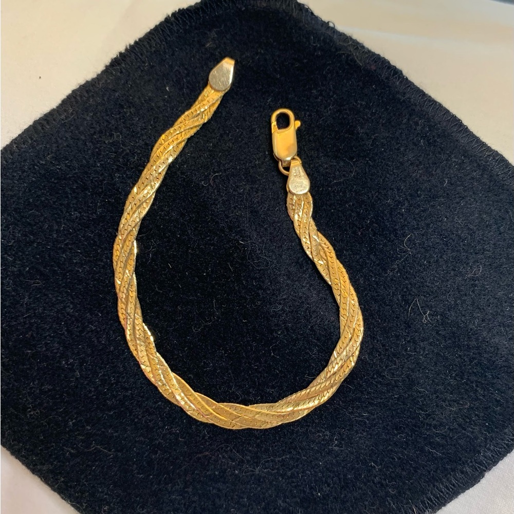 Vintage Herringbone Triple Chain Bracelet